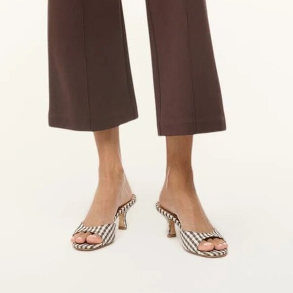 STAUD Brigitte Kitten Heel Mule in Chocolate Micro Check NIB, Size 39.5 - Picture 5 of 10